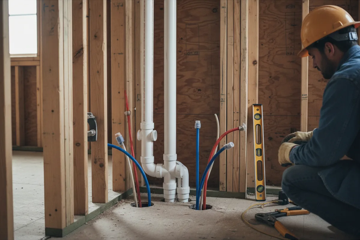 Drain and supply rough-in during Leak Detection in Hanover